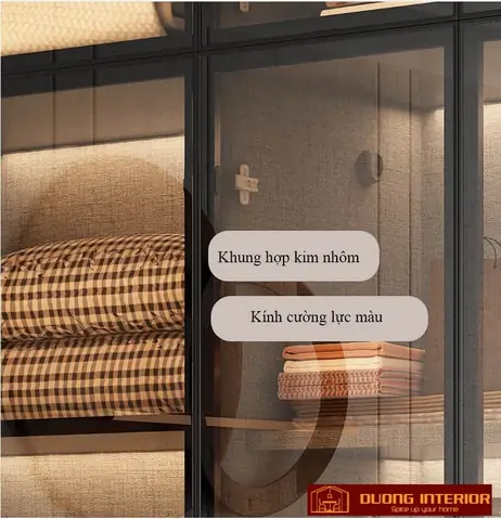 Tủ quần áo cánh kính khung nhôm đẹp DTA01