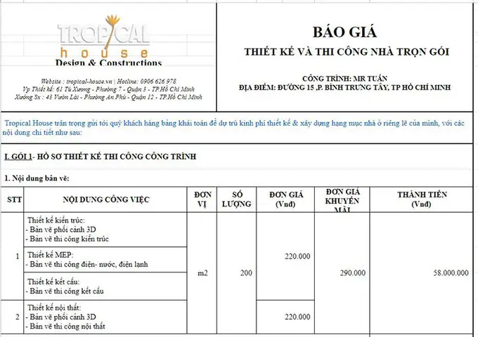 Lập kế hoạch chi phí và báo giá khách hàng