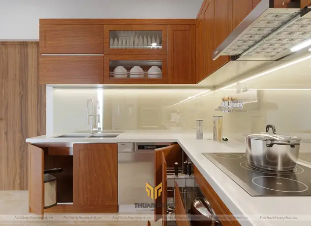 1. Tủ bếp bằng gỗ thông minh kèm báo giá