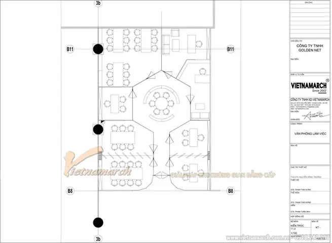 Thiết kế 3Dmax phối cảnh nội thất văn phòng Golden Net tầng 3 Dolphin 183m2