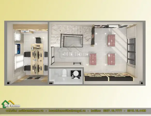 Thiết kế nội thất showroom bán hàng kết hợp văn phòng tại Vinhomes Ocean Park 2
