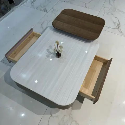 Bàn Trà Đôi Mặt Đá Gỗ Veneer Óc Chó – Kết Hợp Bàn Phụ Hiện Đại, Nhập Khẩu Cao Cấp Bàn Trà Đôi Mặt Đá Gỗ Veneer Óc Chó – Kết Hợp Bàn Phụ Hiện Đại, Nhập Khẩu Cao Cấp
