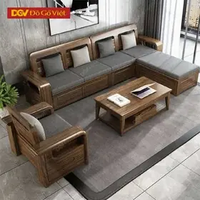 Bộ Sofa Gỗ Óc Chó Hiện Đại Bo Góc Bộ Sofa Gỗ Óc Chó Hiện Đại Bo Góc