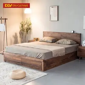 Giường Ngủ Gỗ Veneer Óc Chó Có Hộc Vạt Để Đồ Tiện Ích Giường Ngủ Gỗ Veneer Óc Chó Có Hộc Vạt Để Đồ Tiện Ích