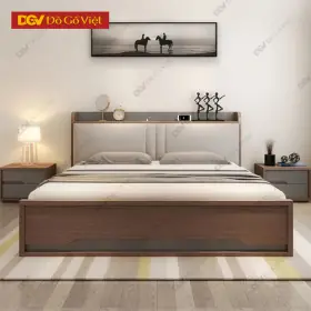 Giường Ngủ Hộp Hiện Đại Màu Nâu Có Nệm Đầu Giường Giường Ngủ Hộp Hiện Đại Màu Nâu Có Nệm Đầu Giường