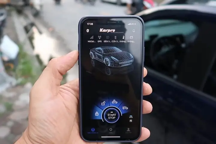 6. Đề nổ – Tắt máy – Đóng mở cửa bằng ứng dụng trên điện thoại SmartPhone (Tùy chọn thêm)