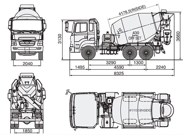 Ngoại Thất Xe Trộn Bê Tông Hyundai Hd270 Mixer
