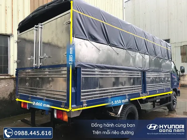 Thùng mui bạt xe tải Hyundai Mighty 2017 trọng tải 7.8 tấn