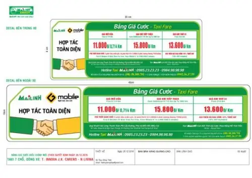 Bảng giá dòng xe taxi 7 chỗ giá rẻ Mai Linh : có 3 dòng xe T. INNOVA J, K. CARENS – N. LIVINA
