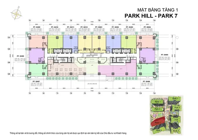 Mặt Bằng Tầng 1 – Căn Hộ Shop House Tòa Park 7