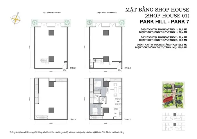 Mặt Bằng Chi Tiết Căn Hộ Shophouse Times City Park Hill