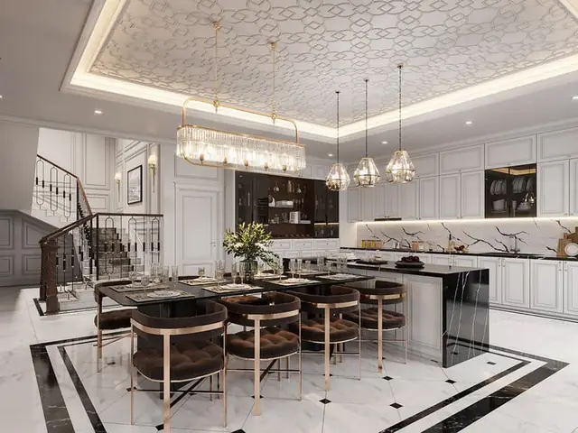 Thiết kế nội thất phong cách tân cổ điển phòng bếp