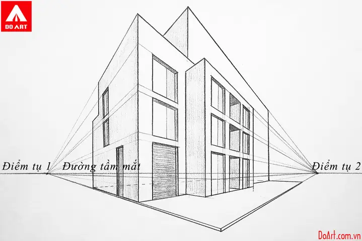 Bước 3: Vẽ Khối Cơ Bản Trong Phối Cảnh 2 Điểm Tụ