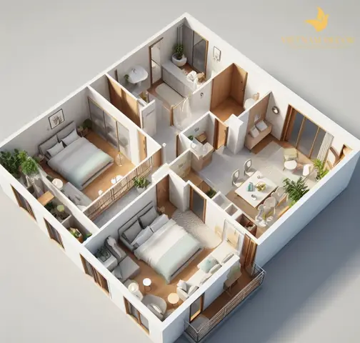 Một số bản vẽ phối cảnh nội thất chung cư hiện đại, ấn tượng