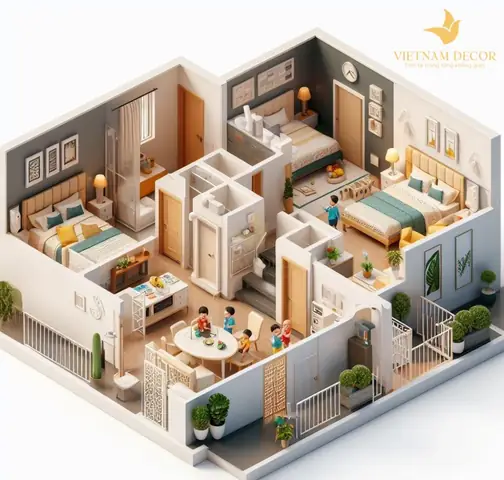 Một số bản vẽ phối cảnh nội thất chung cư hiện đại, ấn tượng