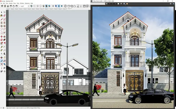 Thiết Kế Ngoại Thất Nhà Phố Với Sketchup Thiết Kế Ngoại Thất Nhà Phố Với Sketchup
