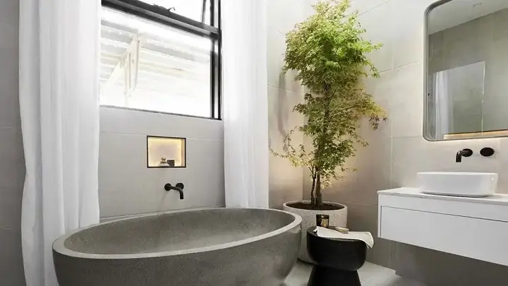 1. Mẫu nhà tắm đẹp, trang trí phòng tắm đẹp với cây xanh 1. Mẫu nhà tắm đẹp, trang trí phòng tắm đẹp với cây xanh