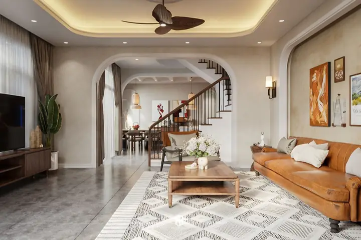 Phối cảnh nội thất phòng khách nhà phố