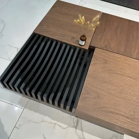 Bàn Trà Vuông Veneer Óc Chó – Phong Cách Tối Giản Nhập Khẩu Cao Cấp