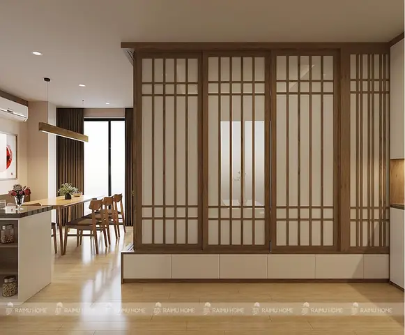 6. Cửa trượt gỗ dán giấy Shoji