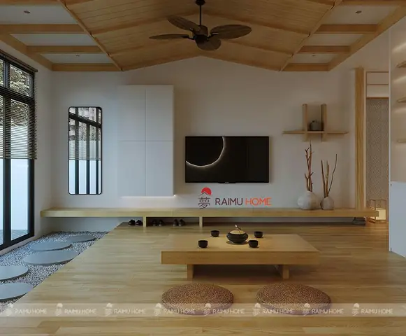 1.Thiết kế, trang trí phòng khách kiểu Nhật