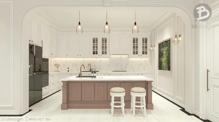 Mẫu tủ bếp tân cổ điển Mẫu tủ bếp tân cổ điển