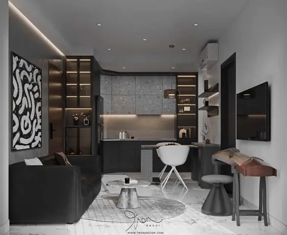 Nội thất tông màu đen trắng trong Căn hộ Charm Plaza Ruby Nội thất tông màu đen trắng trong Căn hộ Charm Plaza Ruby