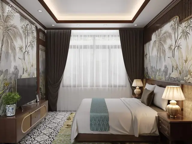 Thiết kế phòng khách với phong cách indochine:
