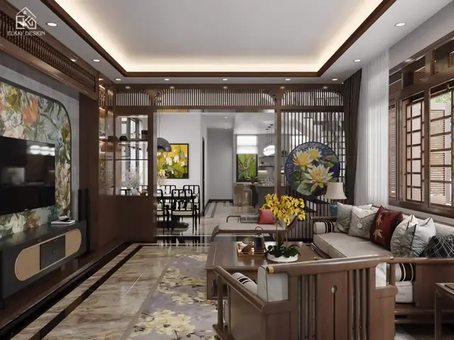 Thiết kế phòng khách với phong cách indochine: