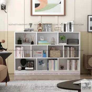 Kệ Sách Trắng Góc Tường Kiểu Dáng Gọn Gàng Dành Cho Chung Cư TS11