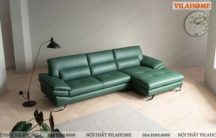 MÃ¢Ìusofa phoÌng khaÌch ÄeÌ£p goÌc da maÌu xanh luÌ£c – GDF133