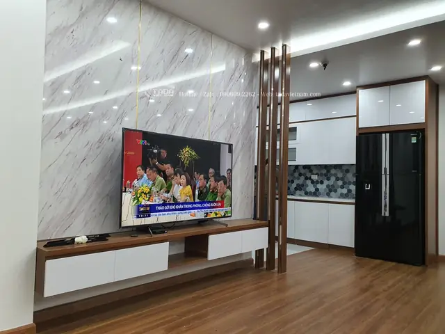 [Ảnh thực tế] Công trình thi công nội thất căn hộ chung cư 2 phòng ngủ hiện đại