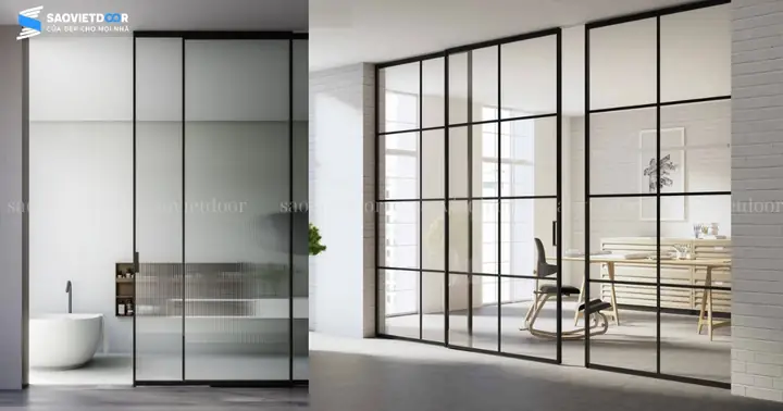1. Cửa nhôm Slim nội thất mở trượt