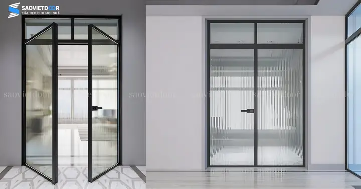 2. Cửa nhôm Slim nội thất mở quay