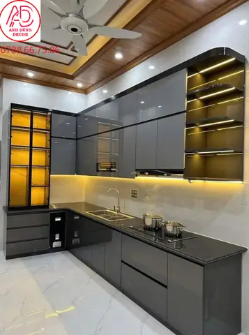 🔹 Tủ bếp chữ L – tận dụng góc, mở rộng công năng
