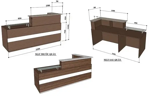 Quầy lễ tân chiều dài 1m8