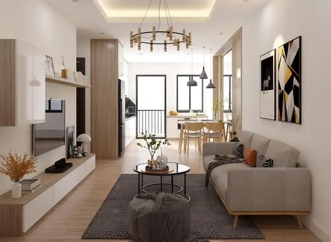Thiết kế nội thất căn hộ 65m2 với 1 phòng ngủ