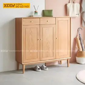 Tủ Giày 3 Cánh Gỗ Sồi Góc Vát Cạnh Tích Hợp Ngăn Kéo Trên Tủ Giày 3 Cánh Gỗ Sồi Góc Vát Cạnh Tích Hợp Ngăn Kéo Trên