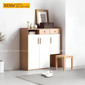 Tủ Gỗ Sồi Mỹ Cánh Sơn Trắng Có Ngăn Chứa Ghế Ngồi Thử... Tủ Gỗ Sồi Mỹ Cánh Sơn Trắng Có Ngăn Chứa Ghế Ngồi Thử...