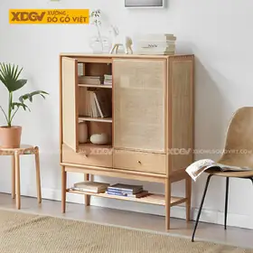 Tủ Giày Gỗ Sồi Mỹ Chân Cao Cánh Đan Mây Có Kệ Hở Đựng... Tủ Giày Gỗ Sồi Mỹ Chân Cao Cánh Đan Mây Có Kệ Hở Đựng...