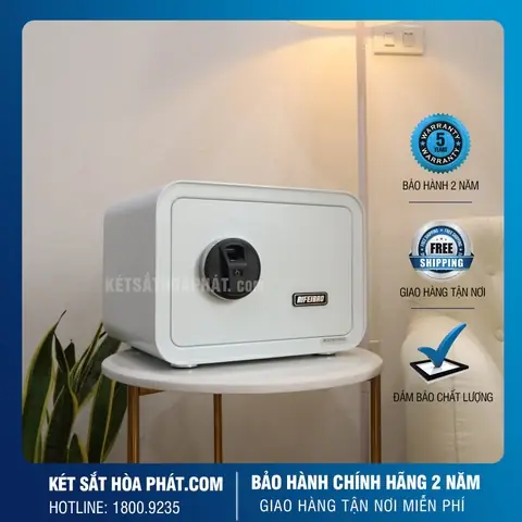 Thông số cơ bản của Két sắt thông minh mini vân tay trắng HP25 sơn nano chống xước nội thất bọc da sang trọng