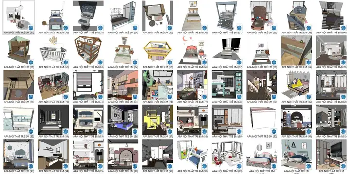 Tải Thư Viện Nội Thất Phòng Ngủ Trẻ Em SketchUp MIỄN PHÍ!
