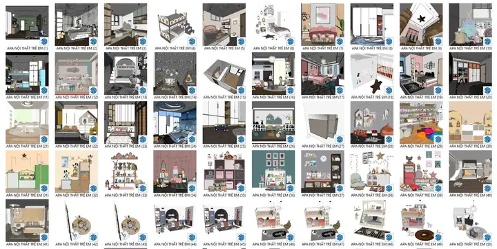 Tải Thư Viện Nội Thất Phòng Ngủ Trẻ Em SketchUp MIỄN PHÍ!