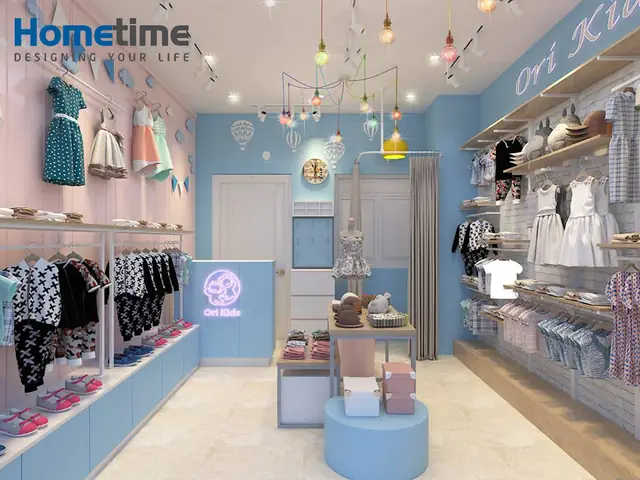Nội thất Hometime chuyênthiết kế shop quần áo tại Hải Phònggiới thiệu mẫu thiết kế shop quần áo trẻ em: