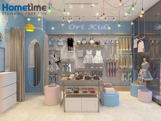Thiết kế shopquần áo với tông xanh hồng dễ thương Thiết kế shopquần áo với tông xanh hồng dễ thương