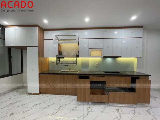 Tủ bếp gỗ công nghiệp Melamine (MDF)