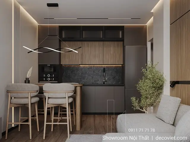 2. Thiết Kế Bếp Kết Hợp Đảo Bếp Đa Năng