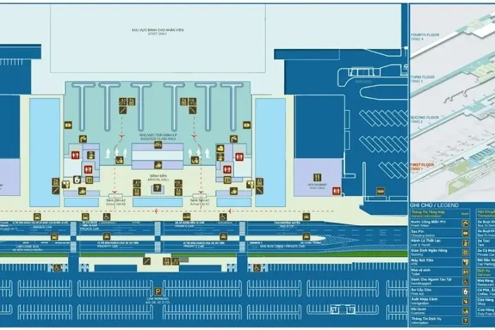 Chi tiết sơ đồ sân bay Nội Bài nhà ga T2 (Quốc tế)