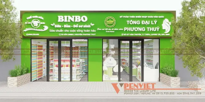 Chi tiết thiết kế shop bỉm sữa đồ sơ sinh BinBo