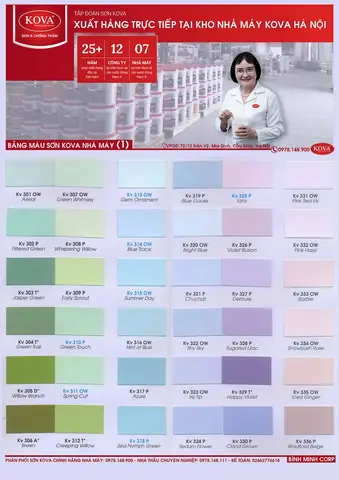 Bảng Màu Sơn Kova Nội Thất Mới Nhất: Phần 1 Bảng Màu Sơn Kova Nội Thất Mới Nhất: Phần 1